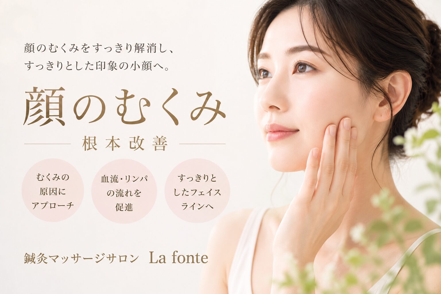 顔のむくみを改善した女性｜鎌取・おゆみ野の鍼灸マッサージサロン La fonte